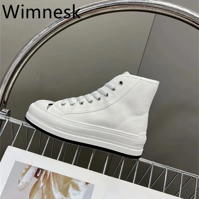 

Spring New Round Toe Lace Up Canvas Thick Sole Women's Shoes Height Increase Women's High Top Sneakers Women's Board Shoes 2023