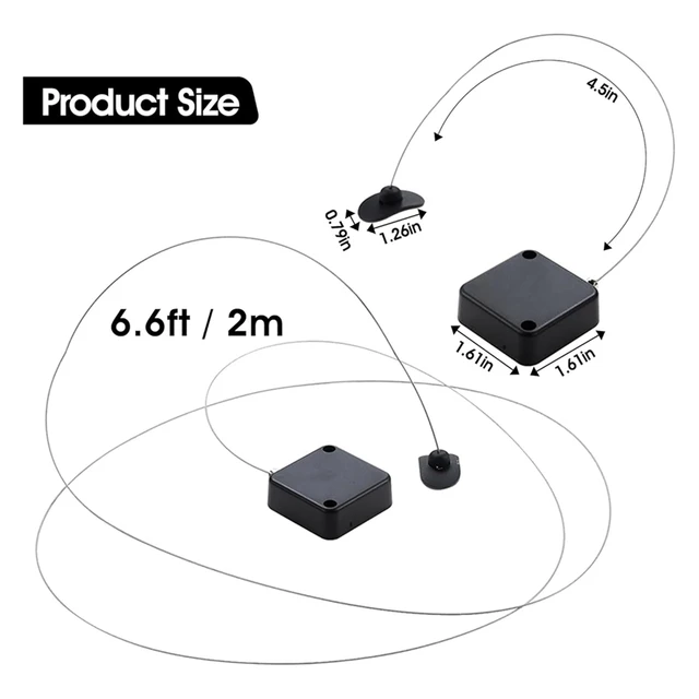 Retractable Remote Control Tethers, Remote Cable Lock , 6.6Ft /2M Remote Control Security Lock For TV And DVD 2 Pcs-Y41A 6