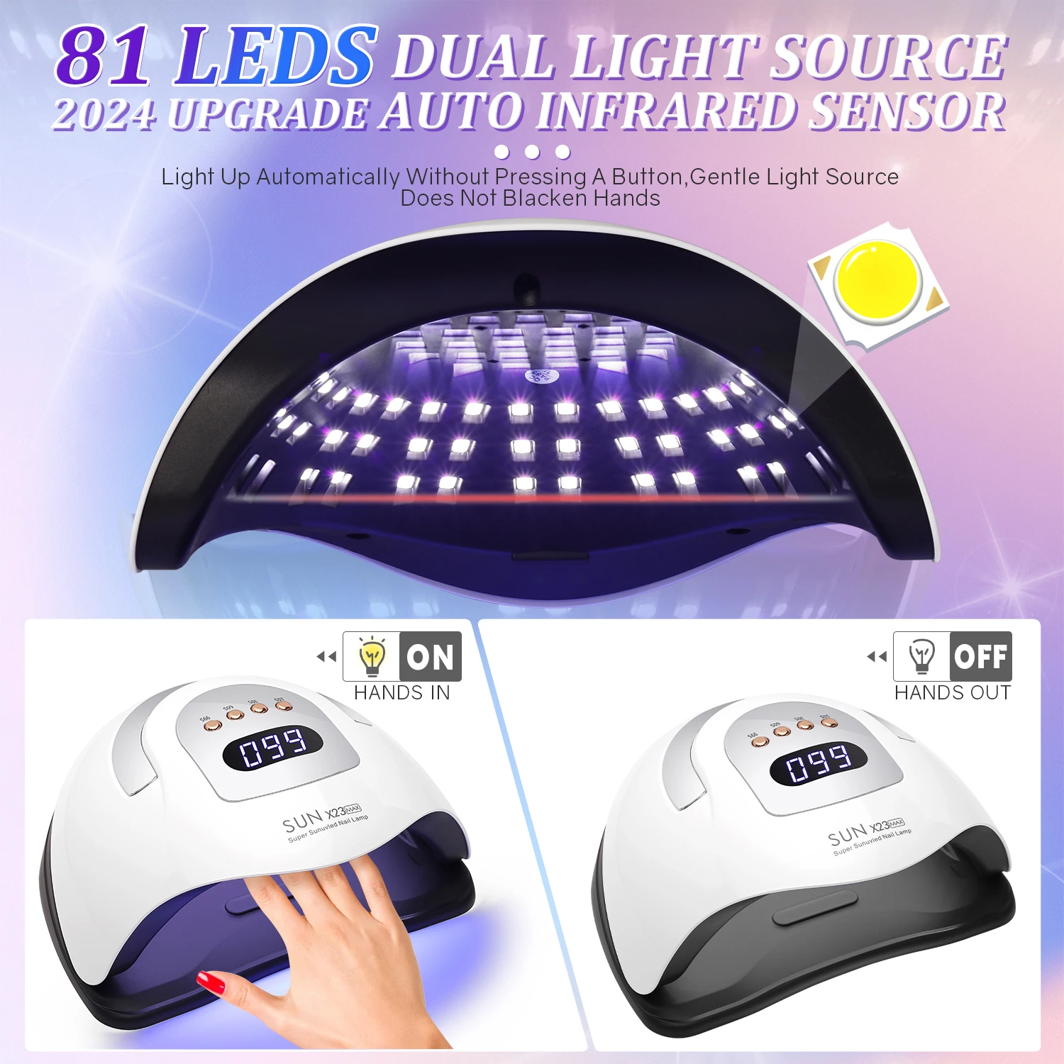 DianaBeauty 380W 81LED 손톱용 UV LED 램프 모든 젤 매니큐어 건조용 강력한 네일 건조기 매니큐어용 UV 라이트 건조