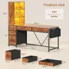 Computer Desk with 5 Drawers and Bookshelf, Reversible Home Office Desk with Storage Shelves and File Drawer, Gaming Desk 2