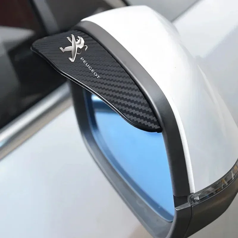 2Pcs Carbon Fiber Car Rearview Mirror Eyebrow Rain Cover for Peugeot 308 206 207 407 607 108 208 301 308 508 608 107 BB1 HX1
