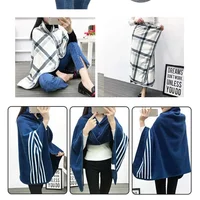 1pc Wearable Blankets Shawl Blanket Flannel Lazy Casual Office Blanket 4