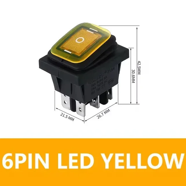 Dual Pack Waterproof Rocker Push Switch with Light – IP65, ON-OFF-ON, 16A, 250VAC