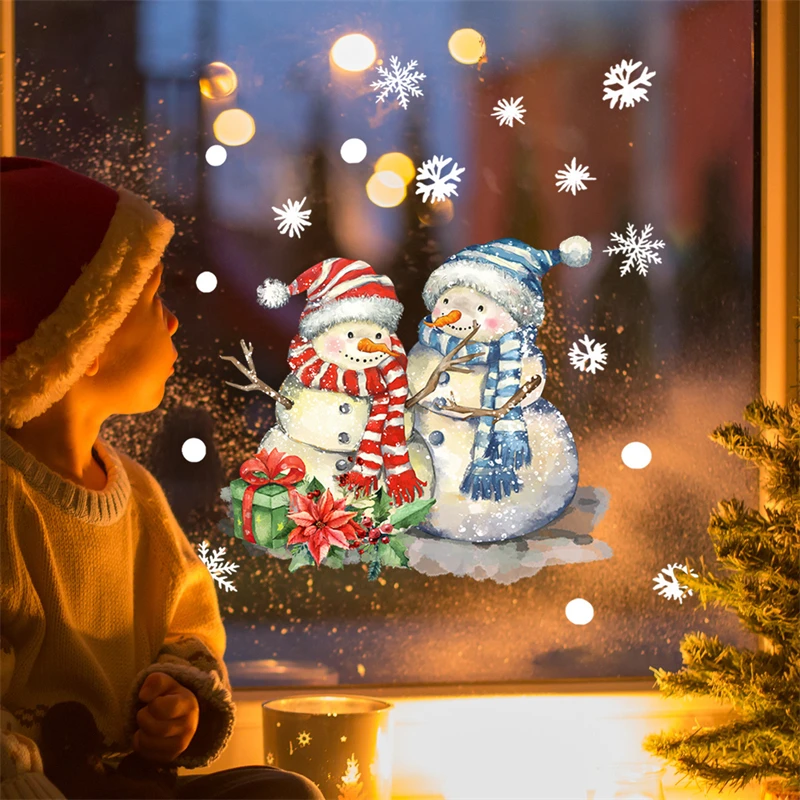 Description Picture 5 of itemMerry Christmas Decorations 2024 Cartoon Snowman Snow New Year Window Sticker Glass Electrostatic Sticker Removable Mirror Decal
