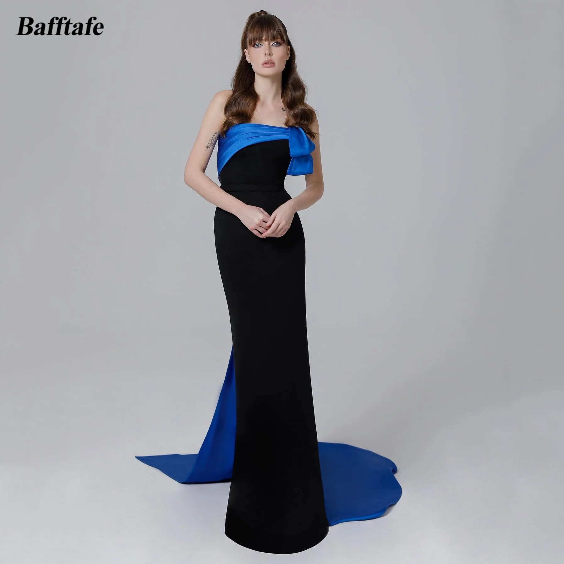 

Bafftafe Elegant Sheath Matte Satin Women Evening Dresses Satin Long Train Formal Occasion Prom Party Gowns Celebrity Dress 2024