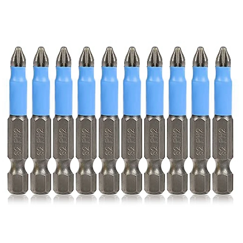 

10 Piece Phillips Head Drill Bit Non-Slip Cross Head 1/4 Inch Hex Shank 2Inch/50Mm