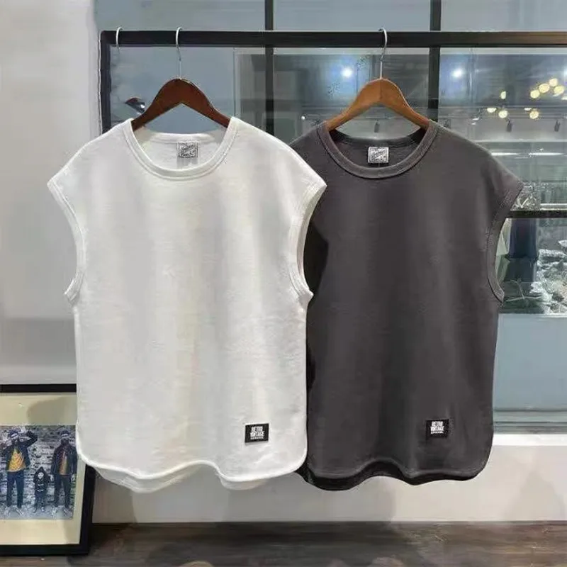 Ice Silk Loose Svel Fitn Vest for Men Summer Breathable round Ne T-irt Youth Faion Stand Fit Casual Wear