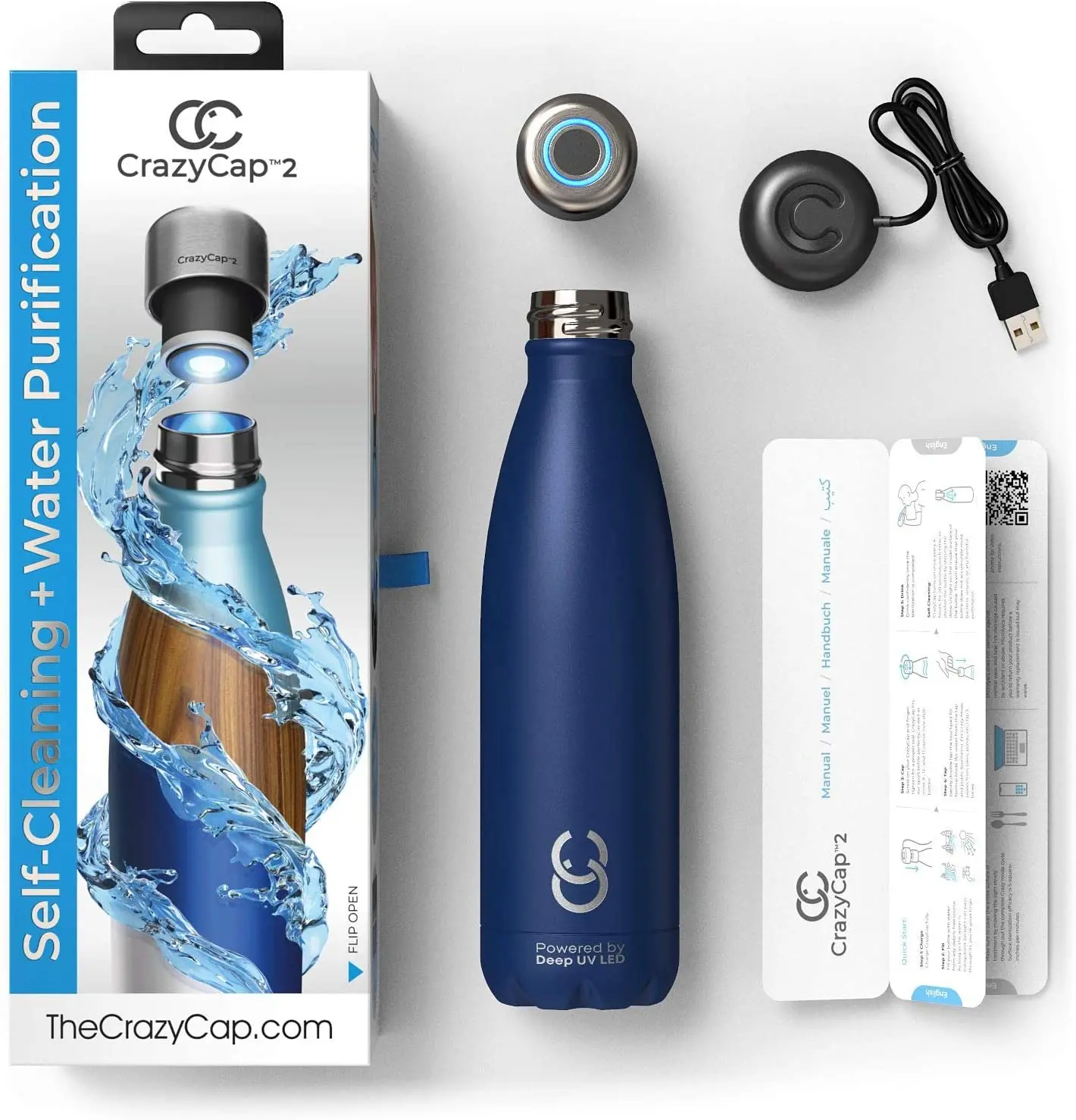 CrazyCap Water Bottle Review: UV Water Purifier & Self Cleaning