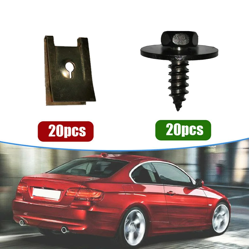 Pare-choc pour BMW E46 E92 E90 F10 lot de 40 pièces de rondelles de vis à  écrou en métal Clip en U protection de moteur vis croisées - AliExpress