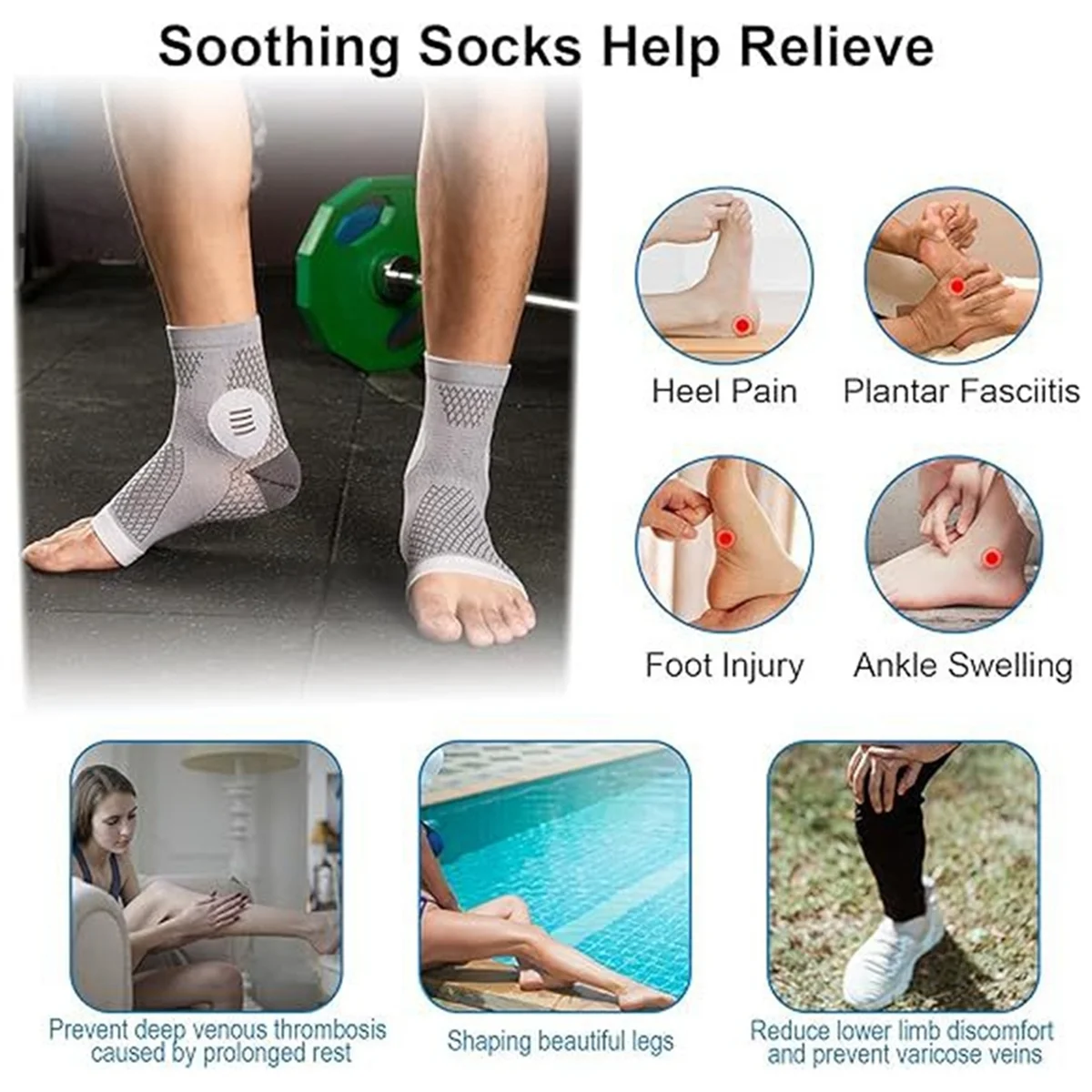 

3Pairs Neuropathy Socks - Dr Sock Soothers - Soothe Relief Socks for Neuropathy Pain - Plantar Fasciitis Socks-Purple-M