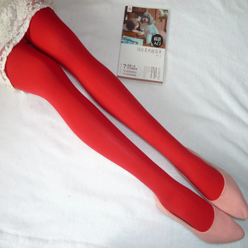 

Fall Fashion Candy Color Women's Pantyhose Solid Color Simple Style Comfort Velvet Elastic Hottie Multicolor Tights Wholesale