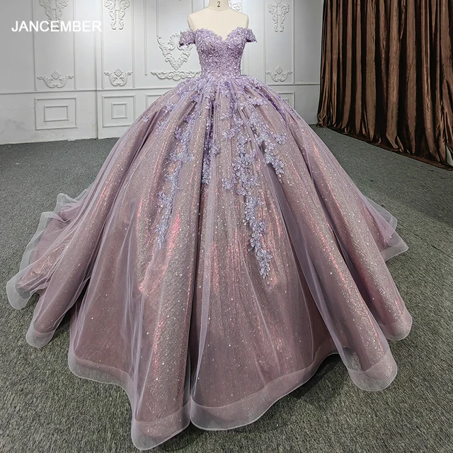 Quinceanera Dresses Ball Gown Crystal Vestidos De 15 Años Flowers Purple Sweetheart Beading Evening Party Dress 2022 1