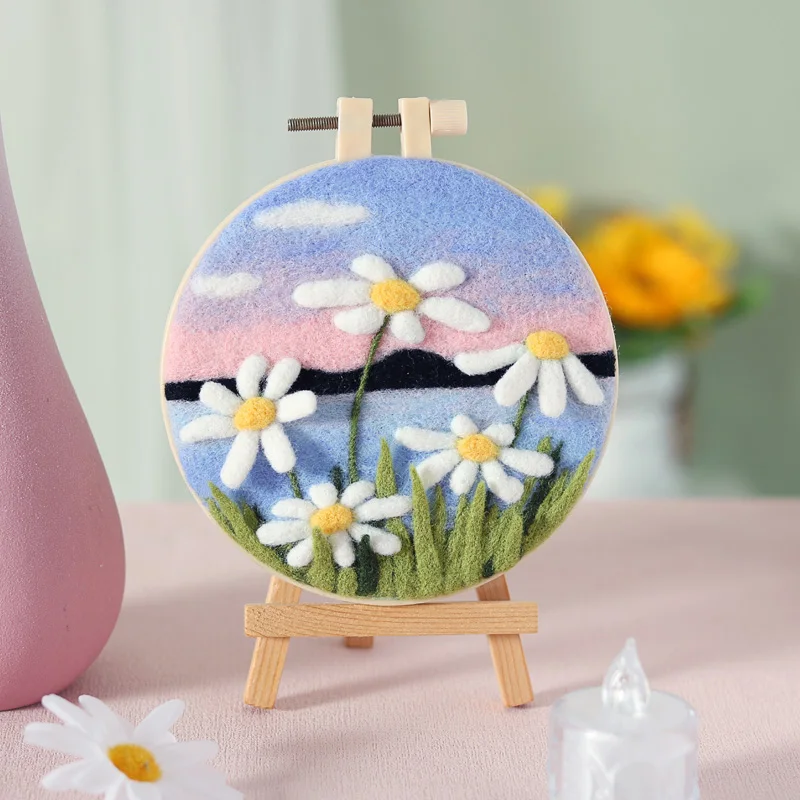 Needle Felting Painting Kit No Finish Flower Painting Kit Funny Wool Needle Felt Picture Handmade Wool Needle Painting for Kids Children Play DIY s needle felting kit wool felting kit needle felting painting kit
