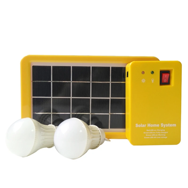 

1Set 3W Solar Panel Light 2 Bulb Kit Solar System Energy Saving Solar Light Yellow