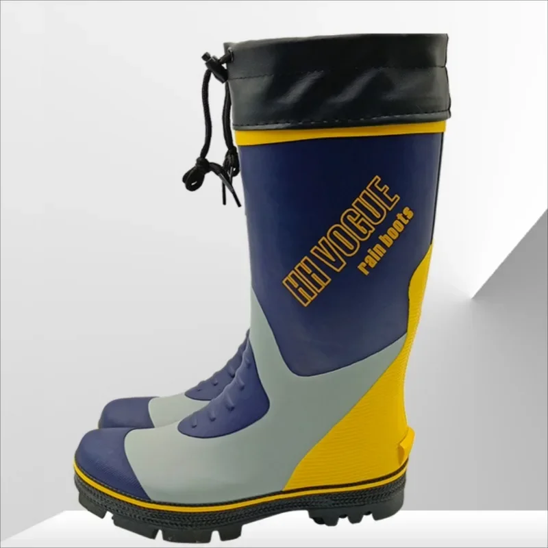 SP3 Men's Rubber Fishing Boots, Non-Slip Waterproof Rain Footwear with Steel Spike Sole, Durable Outdoor Boots for Fishing