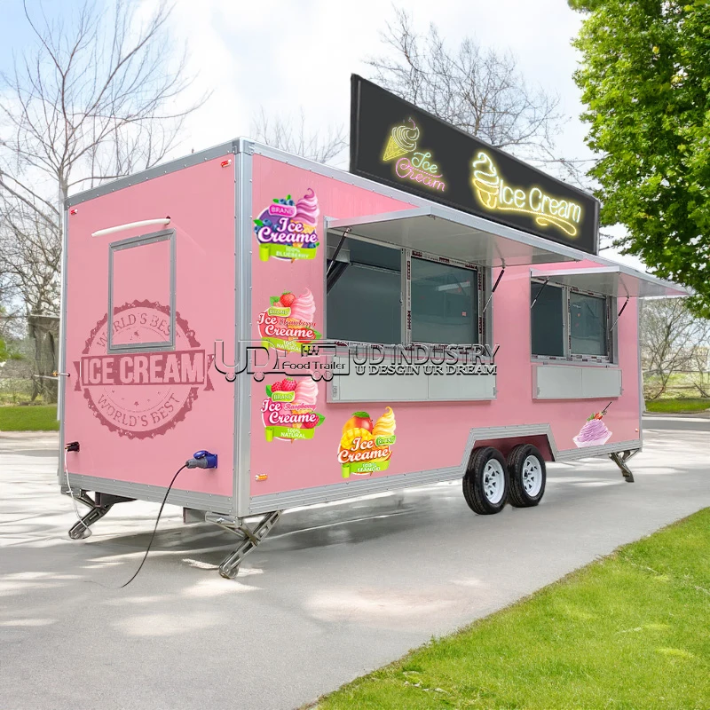 Description Picture 6 of itemHot Selling Custom Mobile Kitchen Fast Food Truck Trailers Fully Equipped Coffee Ice Cream Food Cart with Wheels for Sale