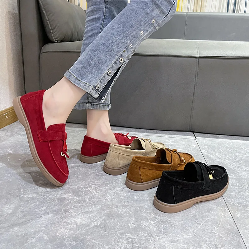

New Faux Suede Loafers Women Slip-On Flats Shoes Spring Autumn Leather Ballets Shoes for Ladies Fashion Sneakers Woman Shoes