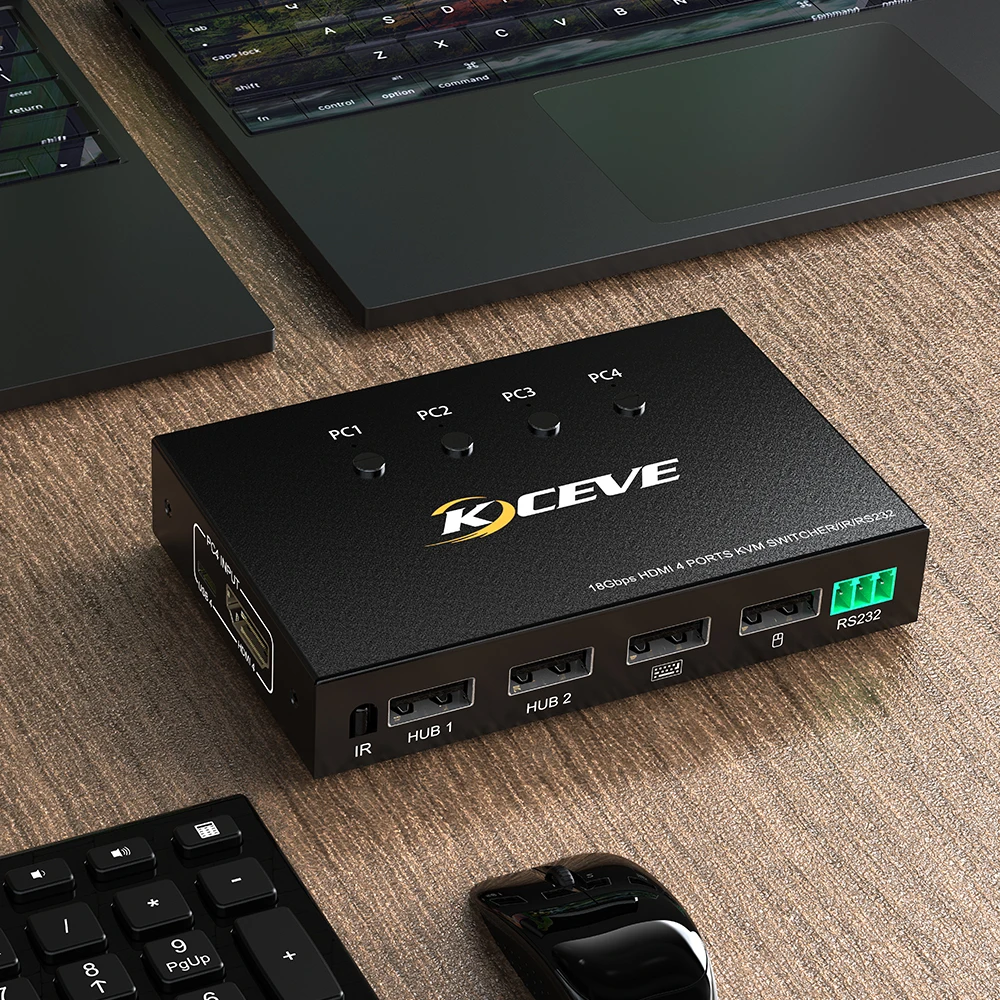 KVM ġ, 4 Ʈ, HD 4K ĳ, USB KVM ġ, 4 in 1 Out  Ű 콺 ÷ Ű ġ, RS232  Ʈ 