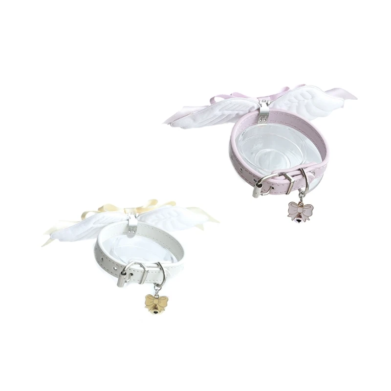 

Leather Choker Collar Necklace with Angel Wing Anime Cosplay Neck Accessories