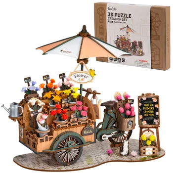Robotime 3D Wooden Puzzles Blossom Cart Ki 1