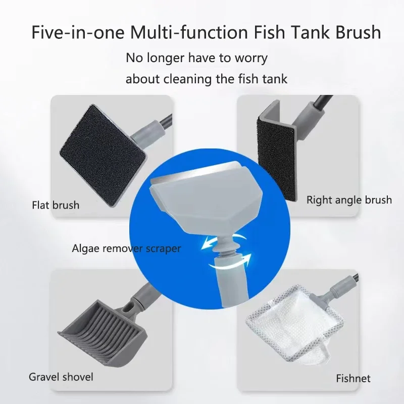 Aquarium Fish Tanks Cleaning Tools Kit Algae Tank Cleaner Set Aquarium Cleaner Fish Tank Net Scraper Sponge accessories 6
