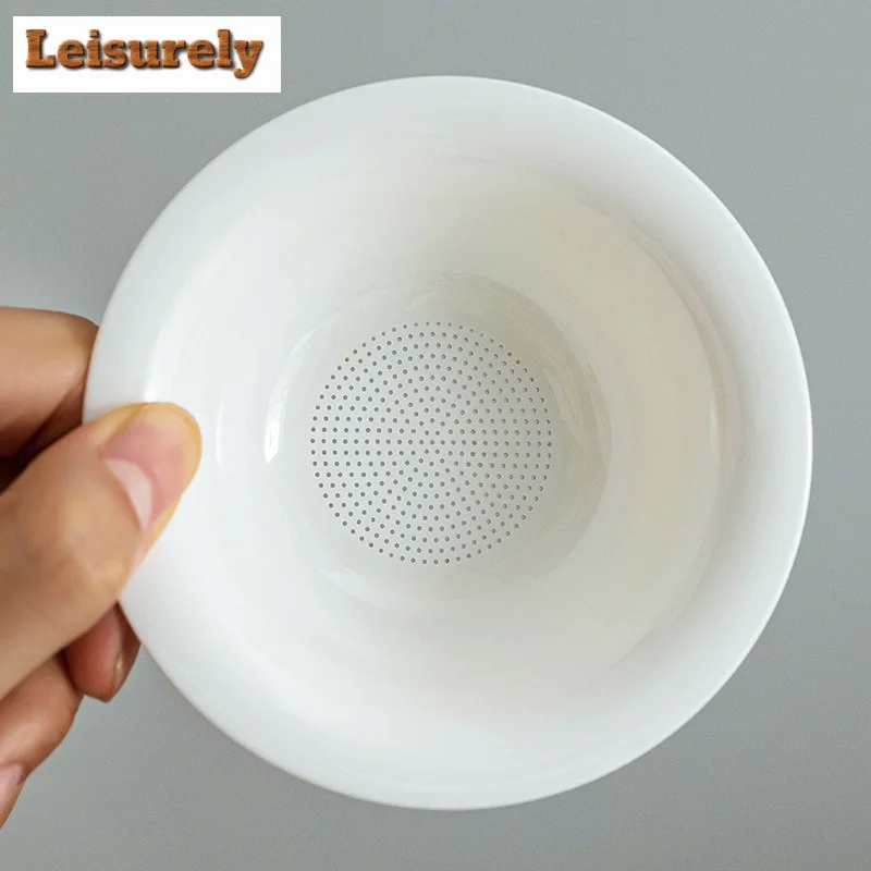 Dehua Sheep Fat Jade White Porcelain Tea Infusor Luxury Tea Rack Tea Strainer Household Tea Soaking Tea Filter Tea Services Gift