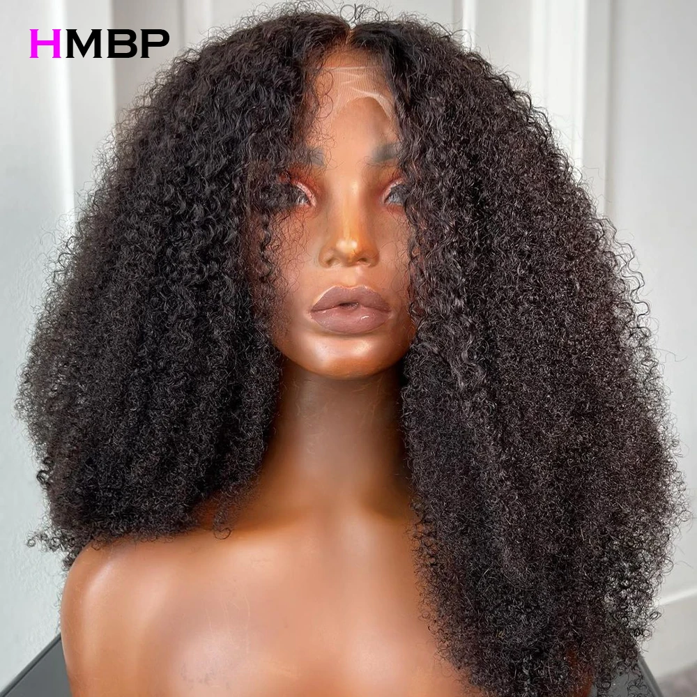HD peruca frontal do laço transparente para mulheres, 250 densidade afro kinky peruca encaracolada, perucas de cabelo humano, 13x6
