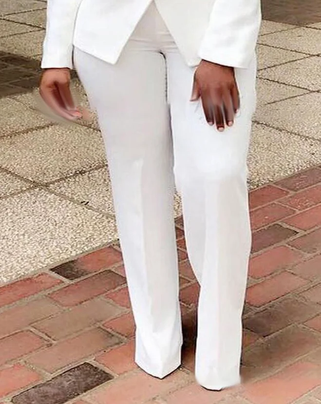 2023 Fashionable New Women's Dress Plain Color Commuter Oversized Long-Sleeved Double-Breasted Suit Pants Suit