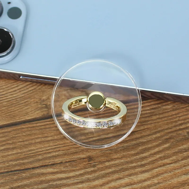 Diamond Phone Ring: Transparent 360° Rotating Finger Grip Holder