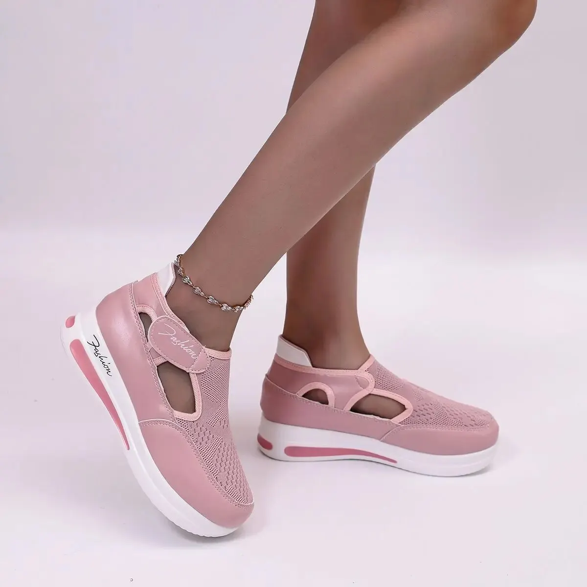 Sneakers casual da donna, scarpe con plateau da donna, mesh traspirante, comode scarpe da tennis da donna_voghion.com