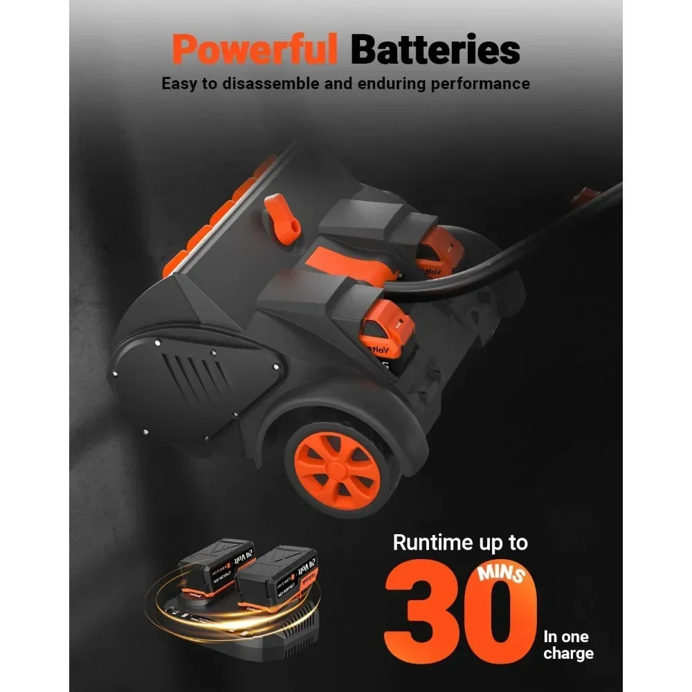 cordless snow shovel with wheels, 48v | 16-inch | 4-ah brushless cordless snow blower, battery snow blower with directional pla