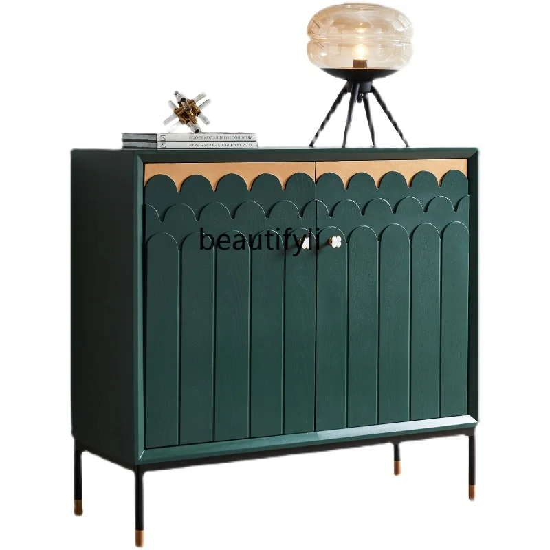 

Light Luxury Entrance Cabinet Solid Wood Sideboard Living Room Wall Modern Bedroom Locker Sofa Curio Cabinet