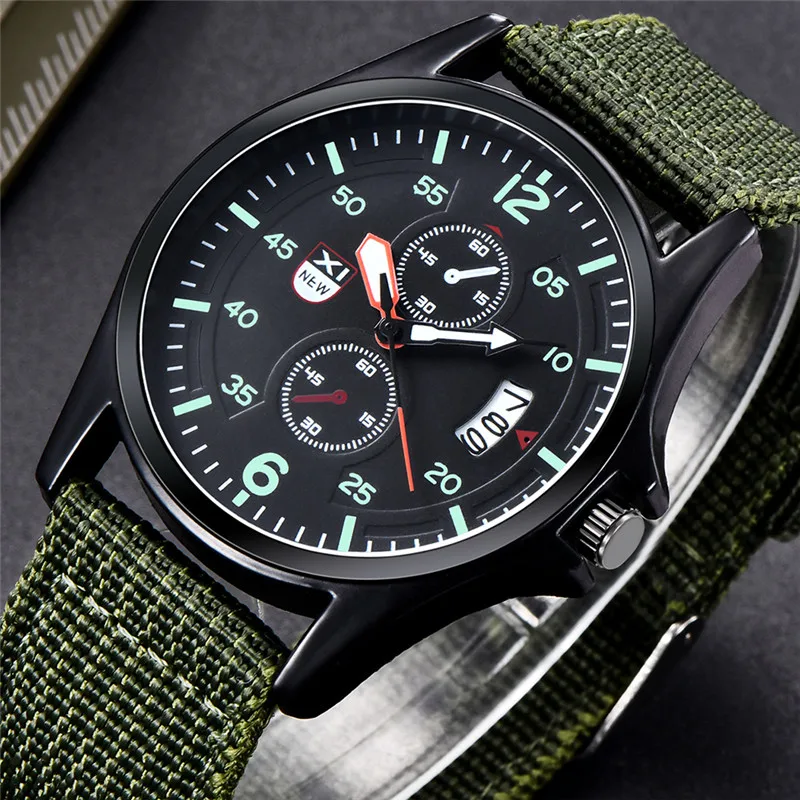 Montre Homme XINEW Brand Watches For Men Simple Nylon Band Calendar Quartz Vintage Watch Black Erkek Barato Saat Reloj Hombre