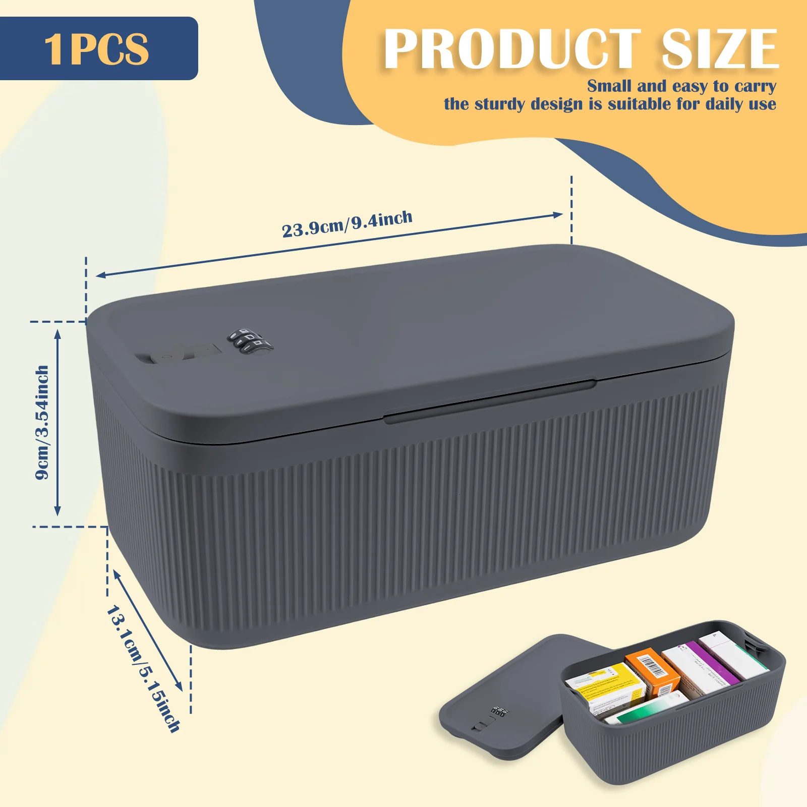 قفل صندوق تخزين بلاستيكي محمول قابل للقفل للأدوية...