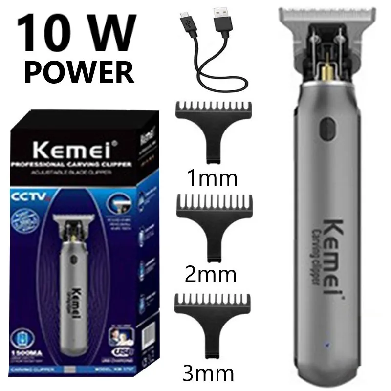 Kemei-clipper de Cabelo Elétrico Recarregável sem Fio para Homens Barbeador Profissional Barbeador Novo