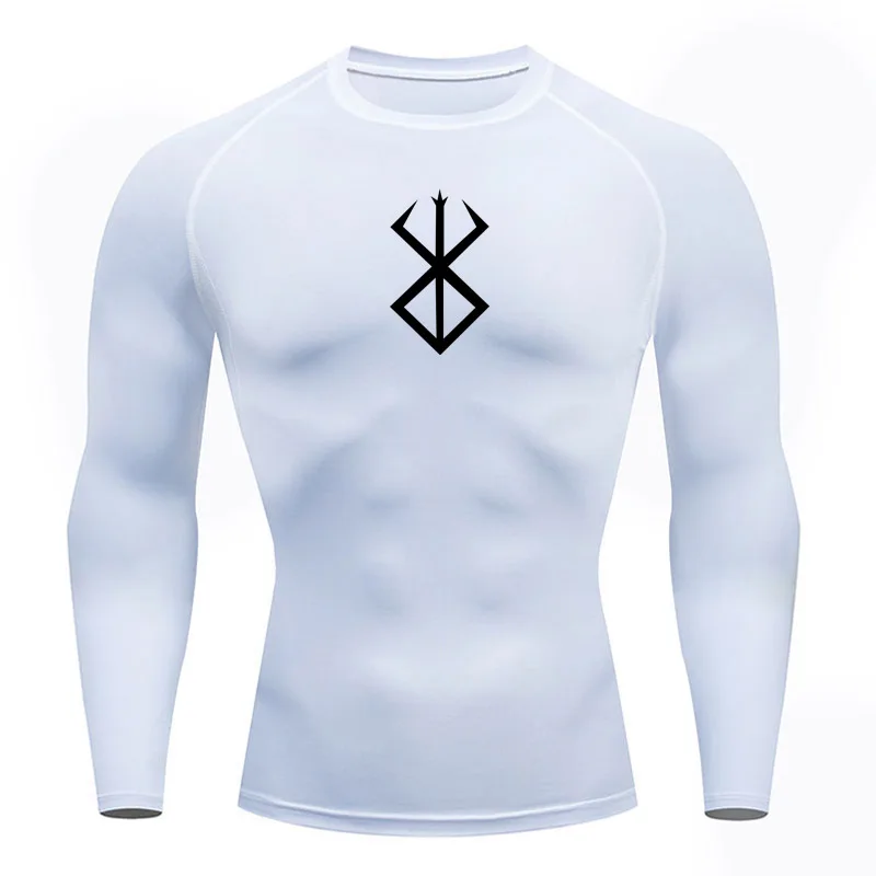 thumbnail image 1 of Camiseta de verano para correr para hombre, camiseta de compresión de manga corta, camiseta deportiva para gimnasio, ropa deportiva transpirable de secado rápido blanca y negra para MMA, 1 of 5