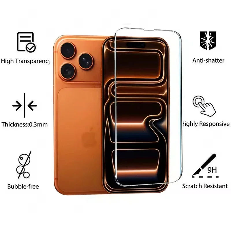 5Pcs 8K Screen Protector 13 12 11 Pro Max Mini HD Tempered Glass For IPhone 17 Air XR X XS 14 15 16 Plus_voghion.com