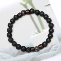 Volcanic Stone Bracelet for Men Lava Wooden Beads Bracelet Tibetan Buddha Wrist Chain Women Men Jewelry Gift New Bracelets 6