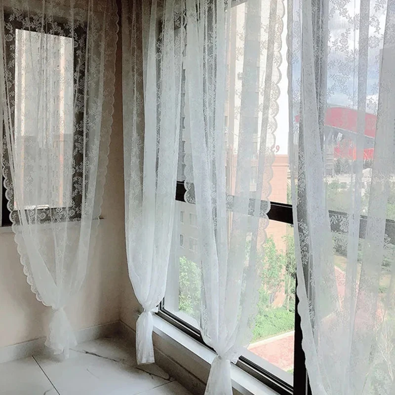 Description Picture 5 of itemWhite Lace Curtain INS French Lace Window Door Curtain Treatments Tulle Drapes for Living Room Wedding Party Home Shade Decor 커튼