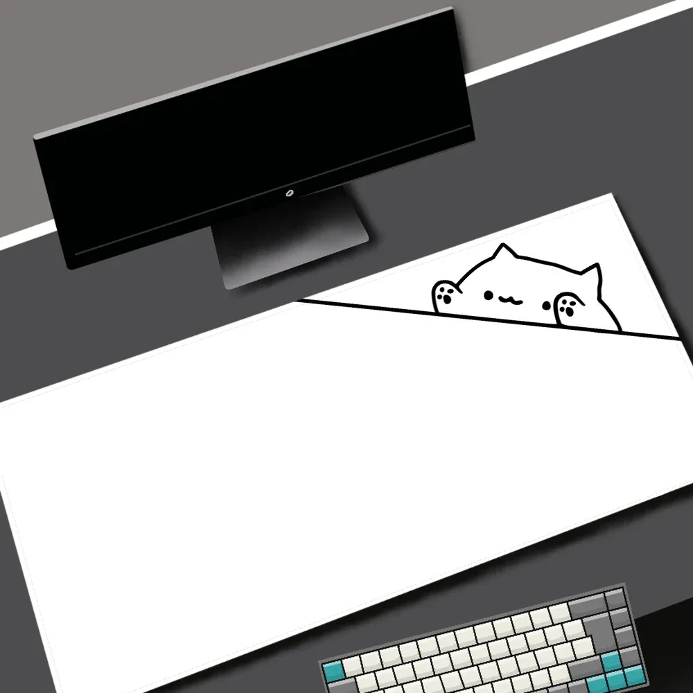 Kawaii Gato Branco com Patas Anime Mouse Pad Deskmat Gaming Laptop Mousepad Tapete de Escritório Minimalista Teclado Gamer Mat
