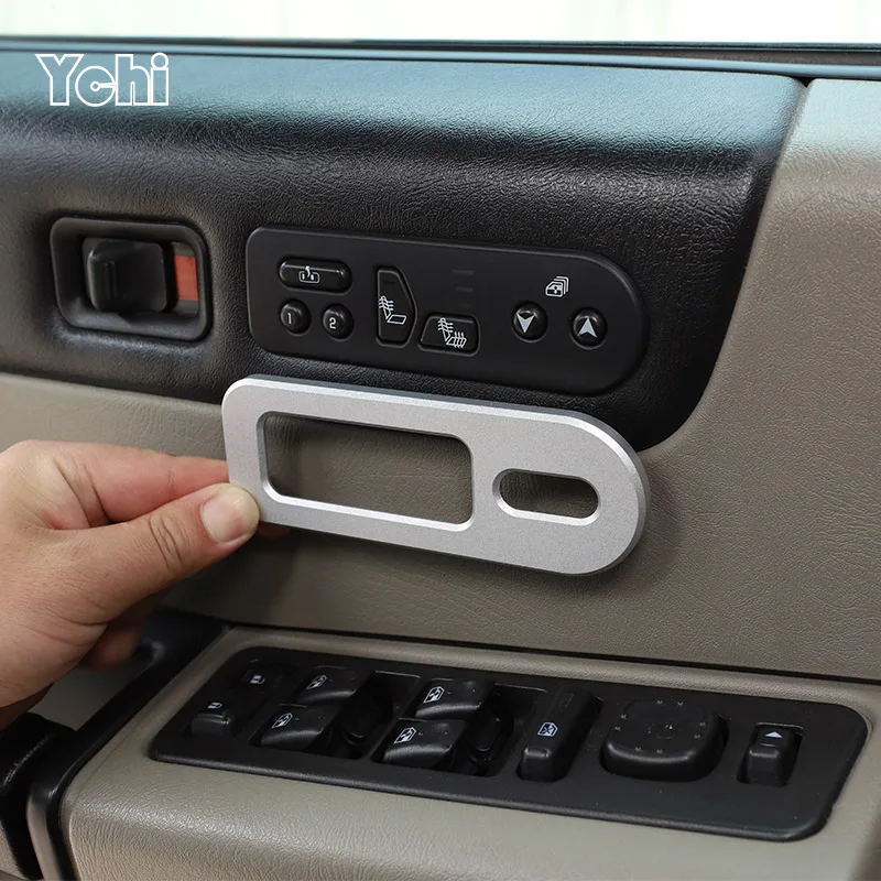 

Aluminum Alloy Silver/Red For Hummer H2 2003-2007 Car Seat Memory Button Decorative Frame Sticker Car Interior Accessories