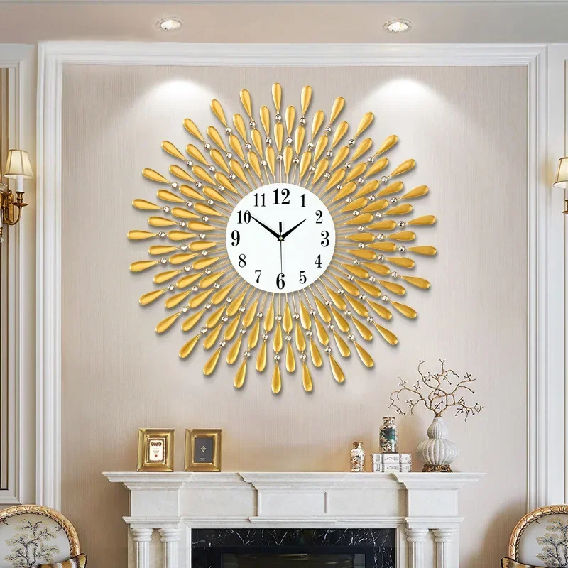 

38X38cm Sun Silent Wall Clock Luxury Modern Design Living Room Office Dining Room Home Decoration Wall Watch Decor Hanging