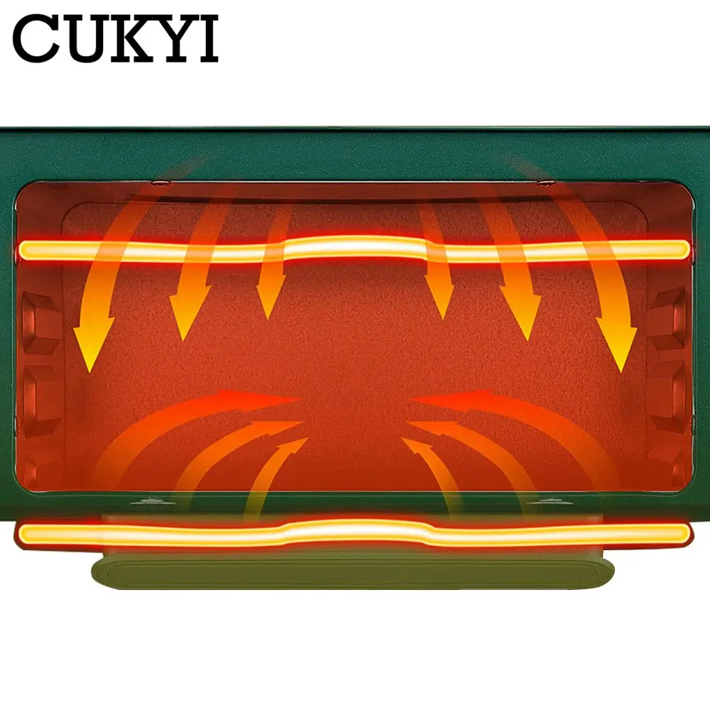 CUKYI 12L Household Electric Baking Oven Bread Toaster Pizza Dessert Cake Maker Breakfast Machine 0-230℃ 60 min Timing 220V