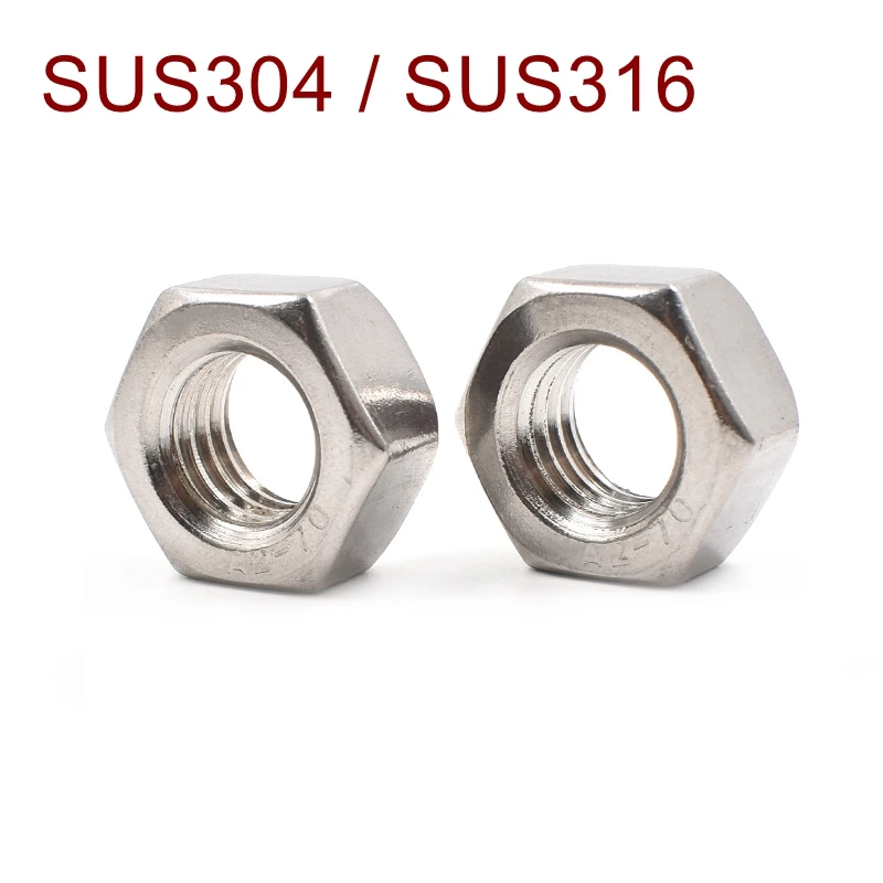 304 A2 Stainless Steel Hex Nuts M1.6 M2 M2.5 M3 M4 M5 M6 M8 M10 Full Nuts DIN934 304 A2 Stainless Steel Hex Nuts M1.6 M2 M2.5 M3 M4 M5 M6 M8 M10 Full Nuts DIN934