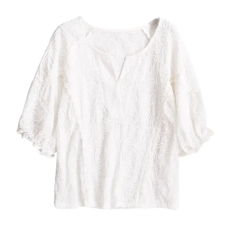 

Женская летняя яркая белая футболка, Женская Кружевная футболка, Корейская популярная одежда в стиле Харадзюку