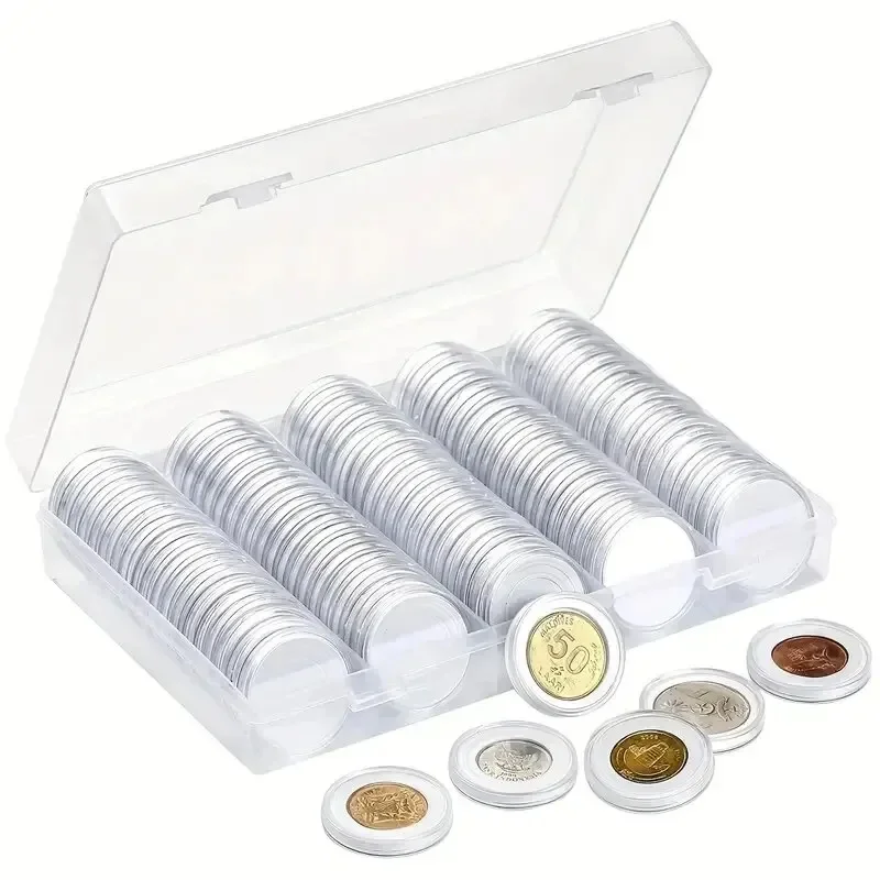 Coin Capsules Plastic Coin Collection Storage Box Protection Gift