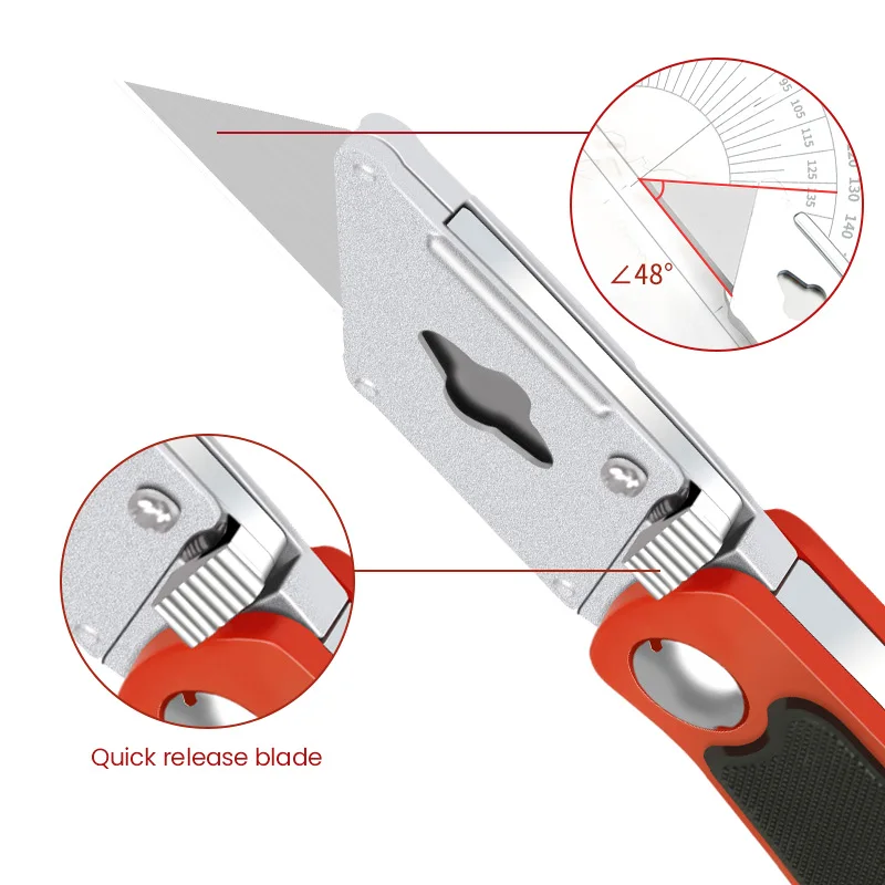 AIRAJ cuchillo de utilidad retráctil, corte afilado, rotura de acero resistente, hoja de 18mm, corte de papel, cuchillo de utilidad de electricista