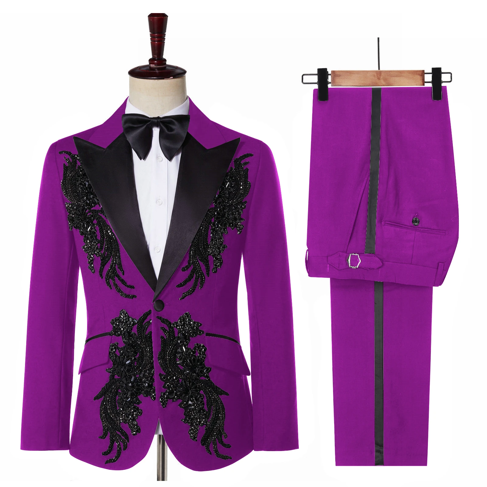 Real Photo Men Suit Set 2022 Latest Design Purple Red Blue Yellow Blue