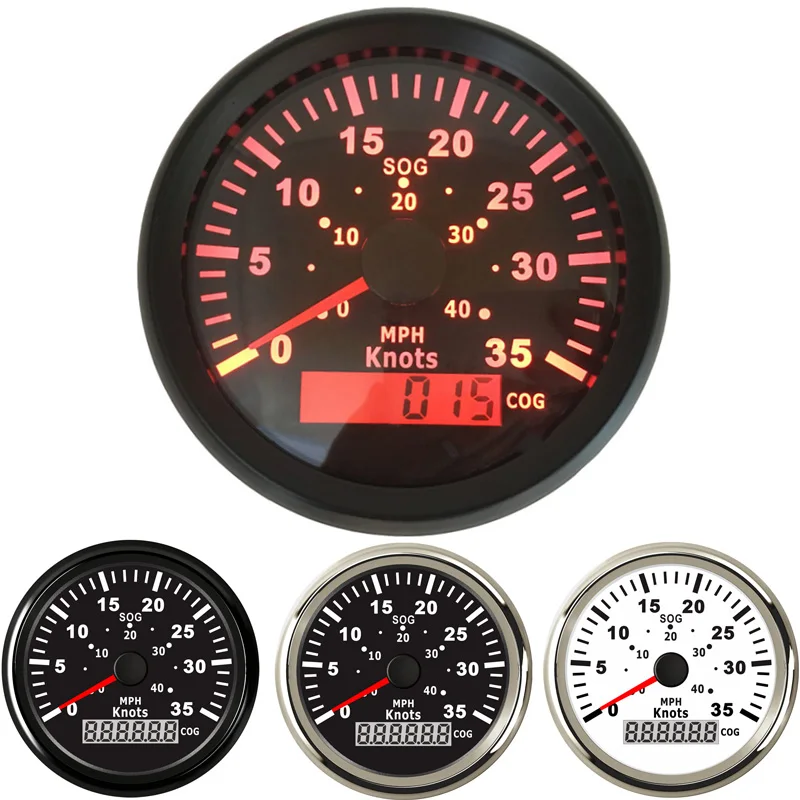 

Free Shipping 85mm Marine GPS Speedometers Sog Cog Pointer Gauges 0-35knots White Speed Mileometers 0-40Mph Devices with Antenna