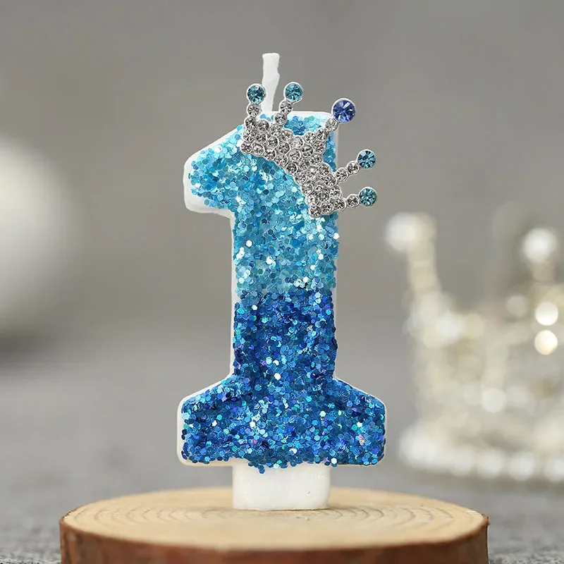 Neue 0 1 2 3 4 5 6 7 8 9 Zahlen Kuchen Kerze Kawaii Königin Elsa Blaue Krone Kinder Mottoparty Kerzen Elsa Kerze Geschenke – Detail 5